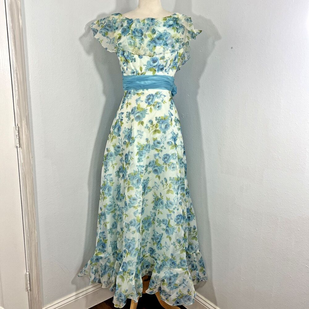 Sylvia Ann Dress Women 8 Floral Milkmaid Renisance Edwardian Fairycore Y2K 90s